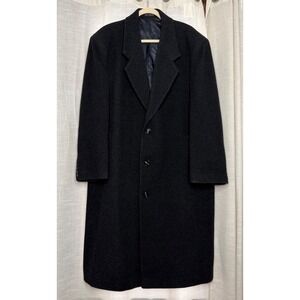 Vintage Virany 100% Wool Overcoat Long Trench Made in Hungary Mens Size 42 Black